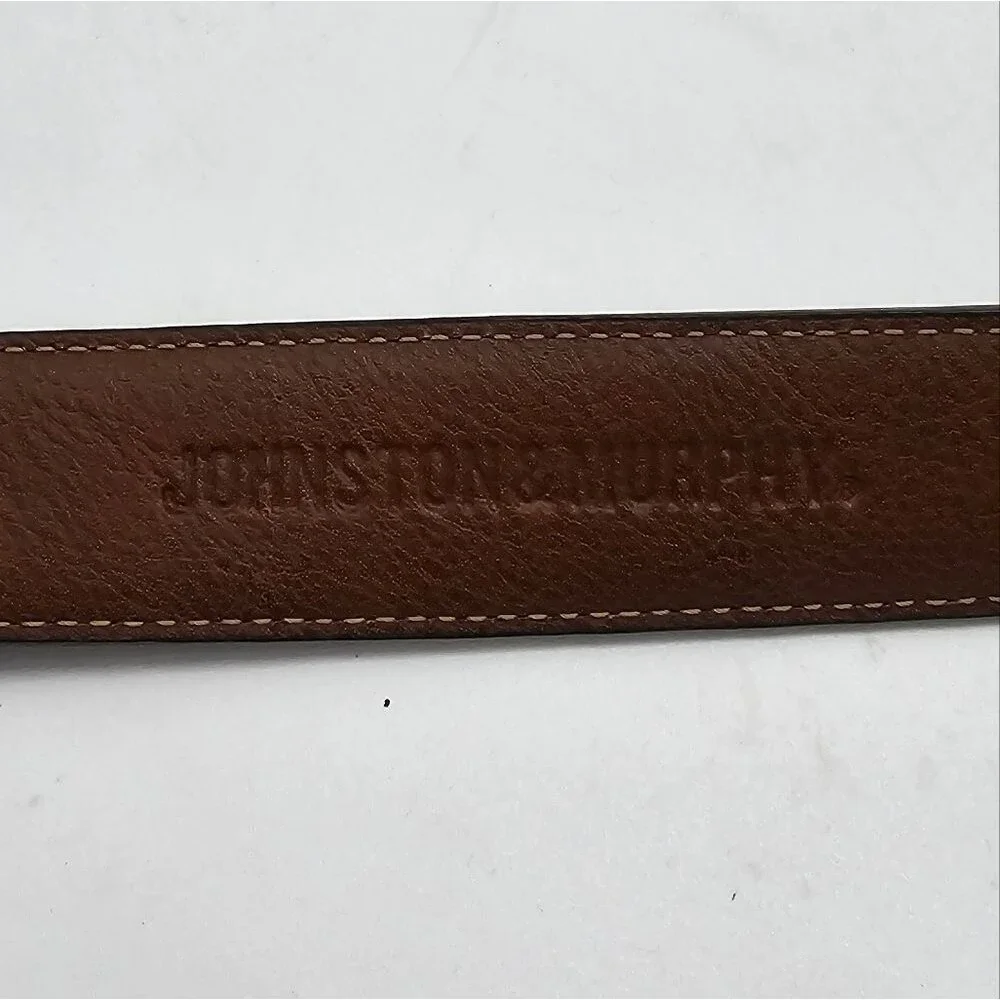 Johnston & Murphy Two Tone Black Brown Silver Tone Buckle Leather BELT Size 40